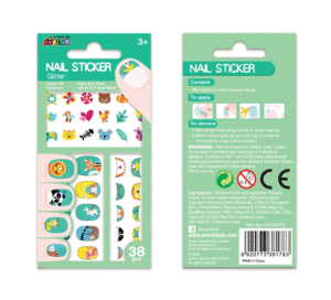 NAIL STICKERS GLITTER ANIMALS